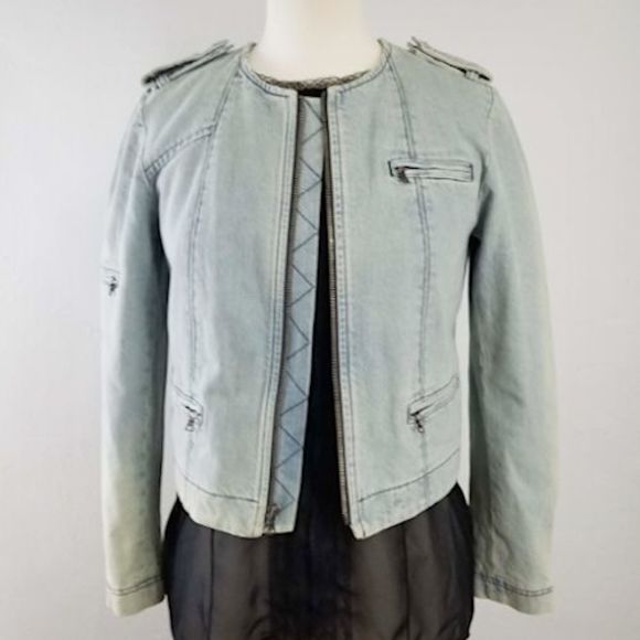 Alice + Olivia Denim Moto Jacket - Picture 2 of 7